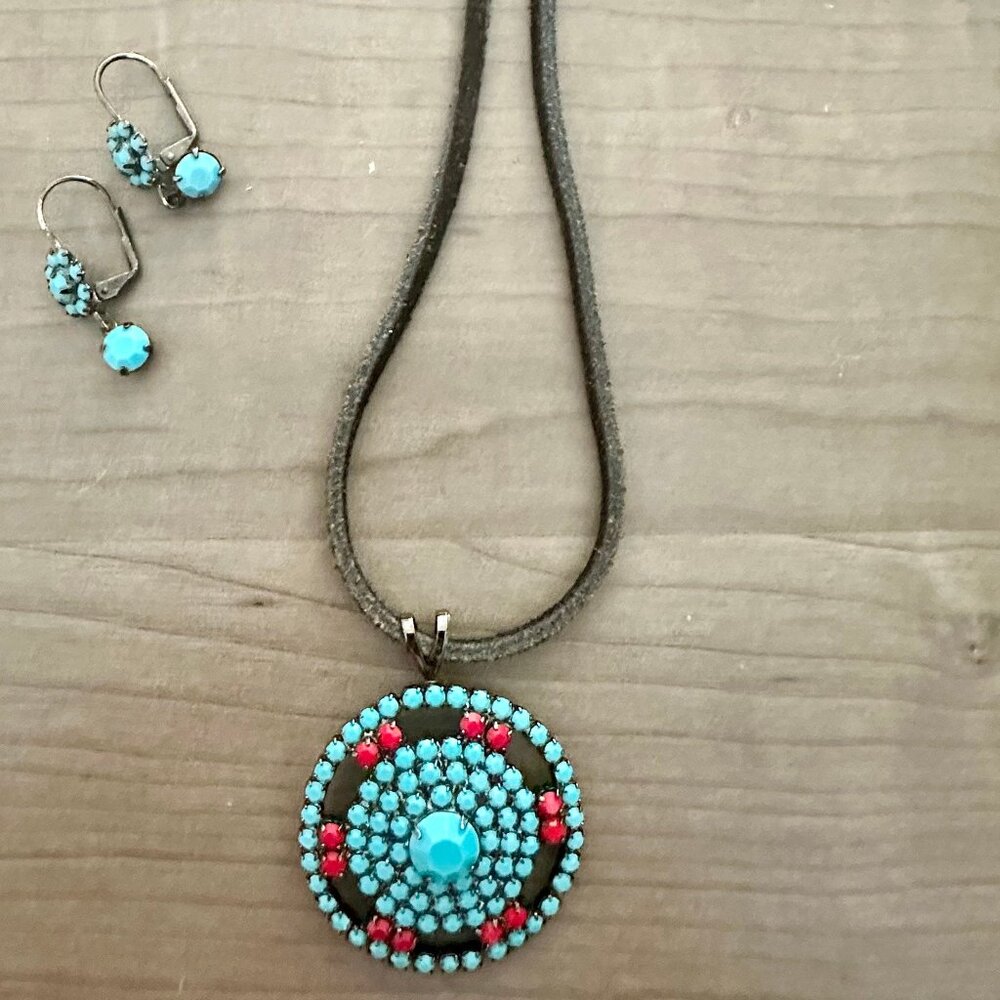 Boho Turquoise Stone Necklace & Earring Set